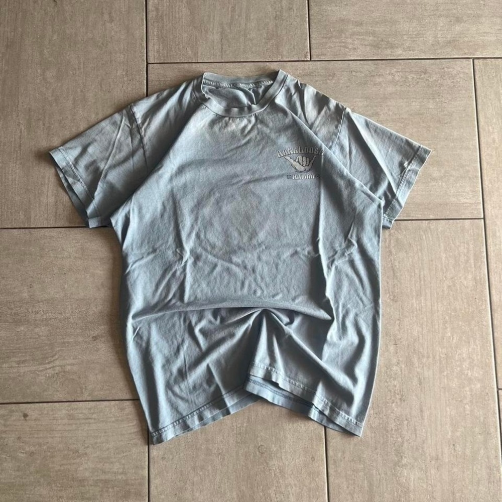 Hang Loose Hawaii Shaka Graphic T Shirt Faded Blue Short Sleeve Small